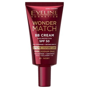 Eveline Cosmetics BB krema z zaščitnim faktorjem 50 01 Slonokoščena barva Eveline Wonder Match