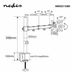 Nedis Nosilec zaslona | 1 zaslon(i) | 15 - 32" | 75x75 / 100x100 | Popolnoma nastavljiv