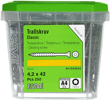éS CLASSIC Kislinsko odporni vijak za teraso za les A4 4,2x42 mm 250 kosov