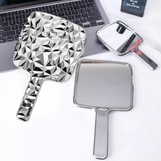 KOZMETIČNO OGLEDALO Z ROČAJEM, ENOSTRANSKO, XL 23 CM, SREBRNA, ZA OBRAZ