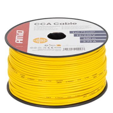 AMIO Enožilni kabel rumen CCA 1x0,75 mm2 100 m 3,75 A 12/230 V -04447