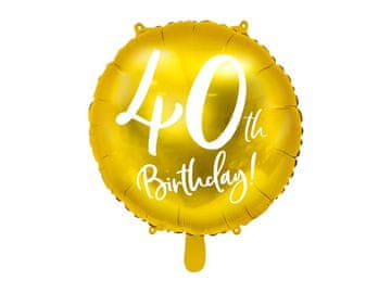 PartyDeco Folija balon za 40. rojstni dan zlat 45 cm