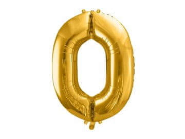 PartyDeco Folija balon številka "0" zlat 86 cm