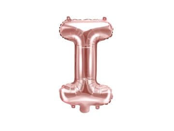 PartyDeco Folija balon črka "I" roza zlata 35 cm