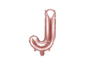 PartyDeco Folija balon črka "J" roza zlata 35 cm