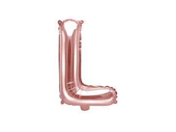 PartyDeco Folija balon črka "L" roza zlata 35 cm