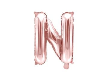 PartyDeco Folija balon črka "N" roza zlata 35 cm