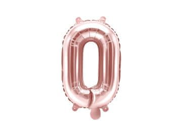 PartyDeco Folija balon črka "O" roza zlata 35 cm