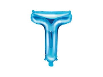 PartyDeco Folija balon črka "T" moder 35 cm