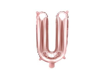 PartyDeco Folija balon črka "U" roza zlata 35 cm