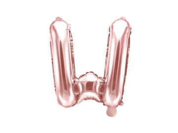 PartyDeco Folija balon črka "W" roza zlata 35 cm