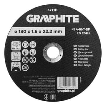 Rezalni disk iz korunda za kovino 180 x 1,6 x 22,2 mm, 41A46-T-BF