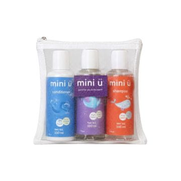 Mini U Potovalni komplet Miniatures Potovalni kozmetični set za otroke s kozmetično torbico 3x100ml