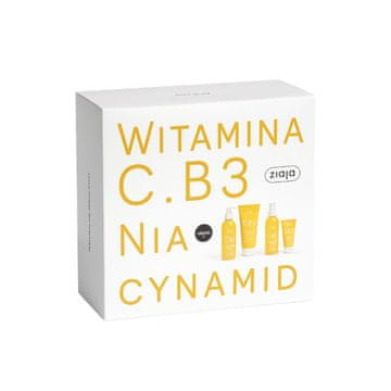 Ziaja Darilni set z vitaminom C in B3 niacinamidom - prebujajoča krema 50 ml + balzam za telo 200 ml + tonik za pred in po ličenju 190 ml + čistilni gel 190 ml