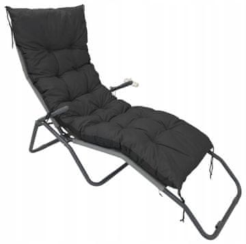 AIO FACTORY Vrtna blazina 180x50 cm za ležalnik, gugalnico, vodoodporna črna