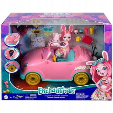 Enchantimals avto za punčke ZAJČJI AVTO + PUNČKA ZAJČJI AVTO BREE