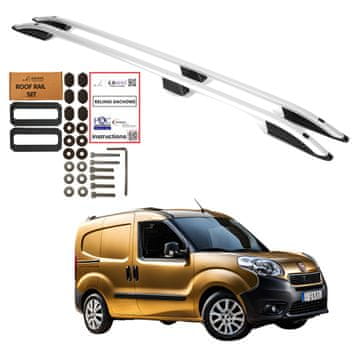 Kratke strešne letve za Fiat Doblo od letnika 2010 do 2022, aluminijaste