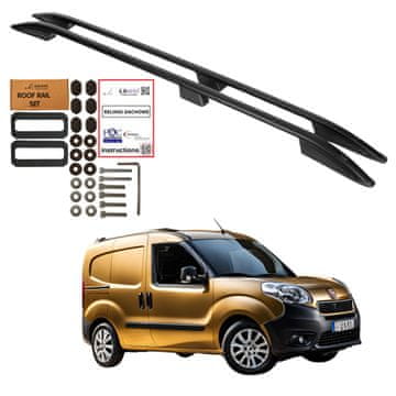 Strešne nosilce za Fiat Doblo, kratke, črne barve, letniki 2010-2022