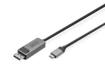 Digitus dvosmerni adapterski kabel USB tipa C na DisplayPort DisplayPort (M) - USB C (M) DB-300334-010-S