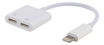 Sign Adapter Lightning na 2x Lightning, 5V, 2A, 10cm - Polnite in poslušajte - Bela