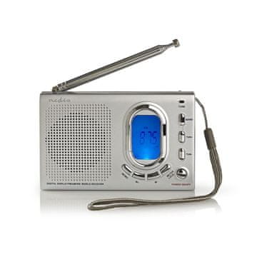 Nedis Svetovni radio | Prenosna zasnova | AM / FM / JZ | Deluje na baterije/napajalnik | Digitalno | 1,5 W| Priključek za slušalke | Budilka | Izklopni časovnik | siva