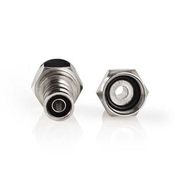 Nedis F priključek | Naravnost | Moški | Ponikljano | 75 ohmov | Krimp | Premer vhodnega kabla: 7,0 mm | Baker | Srebro | 2 kos. | Karton z okencem