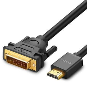 Ugreen Ugreen DVI 24 + 1 Pin (moški) na HDMI (moški) kabelski adapter, FHD, 60Hz, 1,5 m - črn