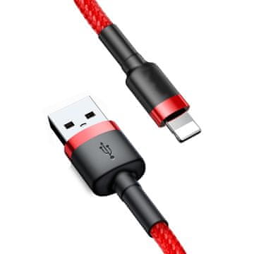 Sign Kevlar USB kabel z Lightning 2.1A, 2m - sivo/rdeč