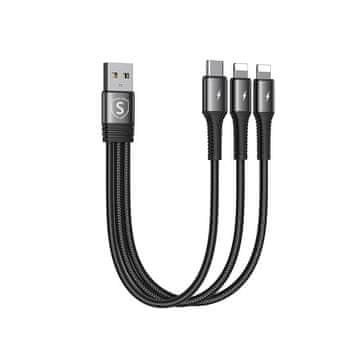 Sign 3-v-1 kabel Lightning, USB-C, 0,15 m, 3,5 A, 20 W - črn
