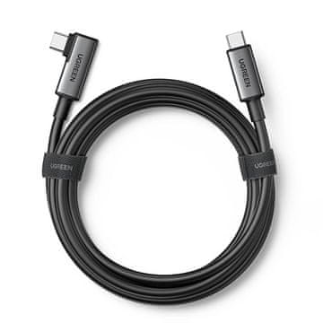 Ugreen Kabel UGREEN USB-C na USB-C, nagnjen desno, 5 m - črn