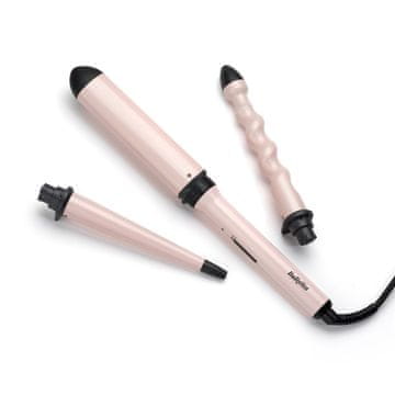 BaByliss BaByliss Curl & Wave Trio kodralnik las, črn/roza, 58 W