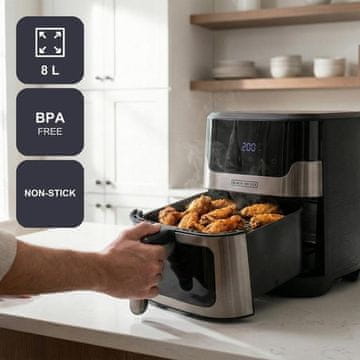 Black+Decker Black+Decker BXAF8001E friteza brez olja, 8L, 1700W, črna/siva