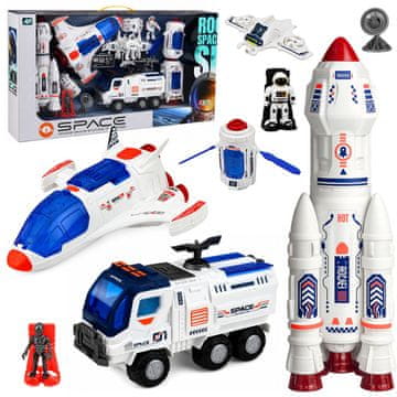 slomart LEAN TOYS Velik vesoljski set s postajo in lunarnim roverjem