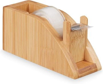 slomart Relaxdays Namizni dispenzer za lepilni trak iz bambusa (za 25mm role)