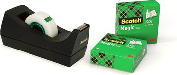 Scotch Scotch C38 namizni razdelilnik lepilnega traku, črn + 3 rolo Magic Tape