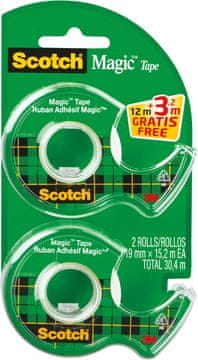 Scotch Scotch Magic Tape komplet, 2x trak v razdelilniku (19x12m + 3.2m gratis)