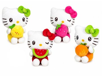 Hello Kitty plišasta 16 cm sedeča s sadjem