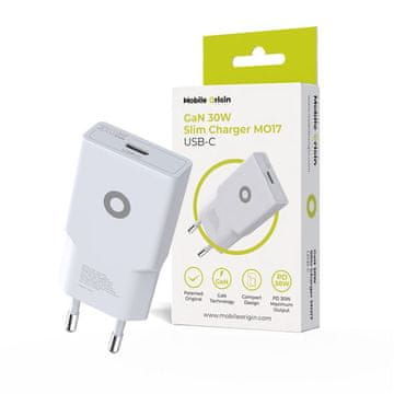 Mobile-origin MO17 Slim polnilec, 30 W, USB-C, beli (MO-GAN30W-MO17)