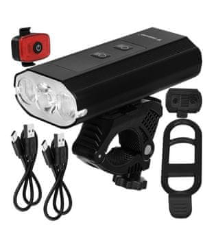 Trizand LED komplet luči za kolo 1300 lm, 5200 mAh, USB-C, powerbank, IP65