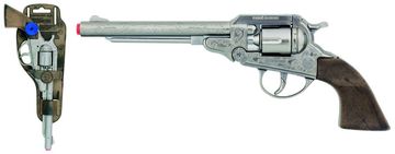 Alltoys Kavbojski srebrni kovinski revolver na kapisle, 8 strelov