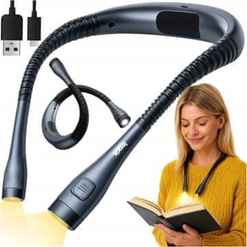 Izoksis Nastavljiva LED bralna svetilka za vrat USB
