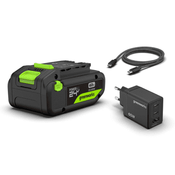 Greenworks 24V 2Ah USB-C baterija + 65W polnilnik POWERALL K2S2BEA