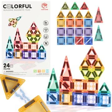 Mega Creative MAGNETNE kocke STEM, ustvarjalni KONSTRUKCIJSKI SET 24 elementi, ZA OTROKE 3+