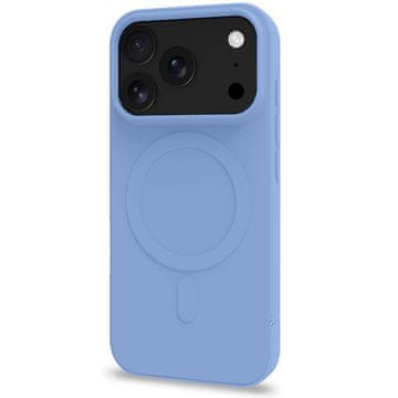 Celly Mehak gumijast ovitek, združljiv z MagSafe, svetlo moder, za iPhone 18/17 Pro