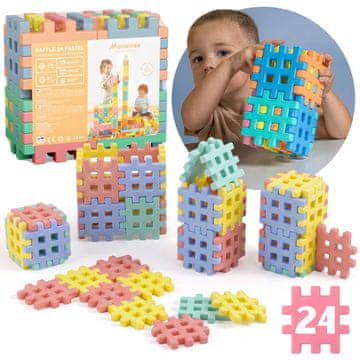 MARIOINEX MARIOINEX VELIKE Pastelne konstrukcijske kocke, VAFLJI KOCKA 10X10cm 24 kos. 2+