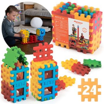 MARIOINEX MARIOINEX VELIKE Barvne konstrukcijske kocke, VAFLJI KOCKE 10X10cm 24 kos. 2+