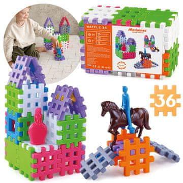 MARIOINEX MARIOINEX VELIKE Barvne konstrukcijske kocke, VAFLJI KOCKA 10X10cm 36 el. 2+