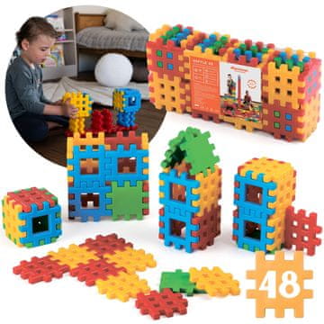 MARIOINEX MARIOINEX VELIKE Barvne konstrukcijske kocke, VAFLJI KOCKA 10X10cm 48 el. 2+