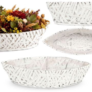 sarcia.eu Bela, LESENA ovojnica, PLETENA posoda v obliki čolna za rastline 51x19x13 cm