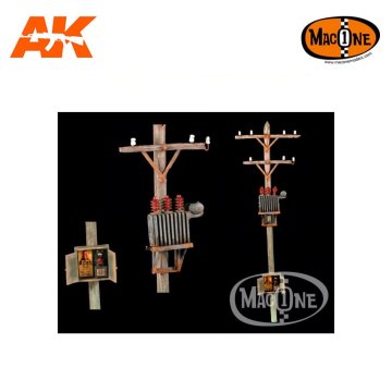 Mac-One maketa-miniatura Električni drog in transformator • maketa-miniatura 1:35 diorame • Level 4
